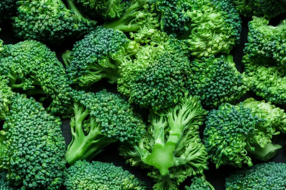 Broccoli verdi tagliati in piccole parti