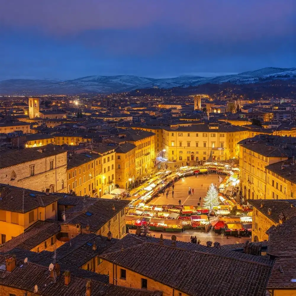 La città di Perugia a Natale, panorama sul centro storico